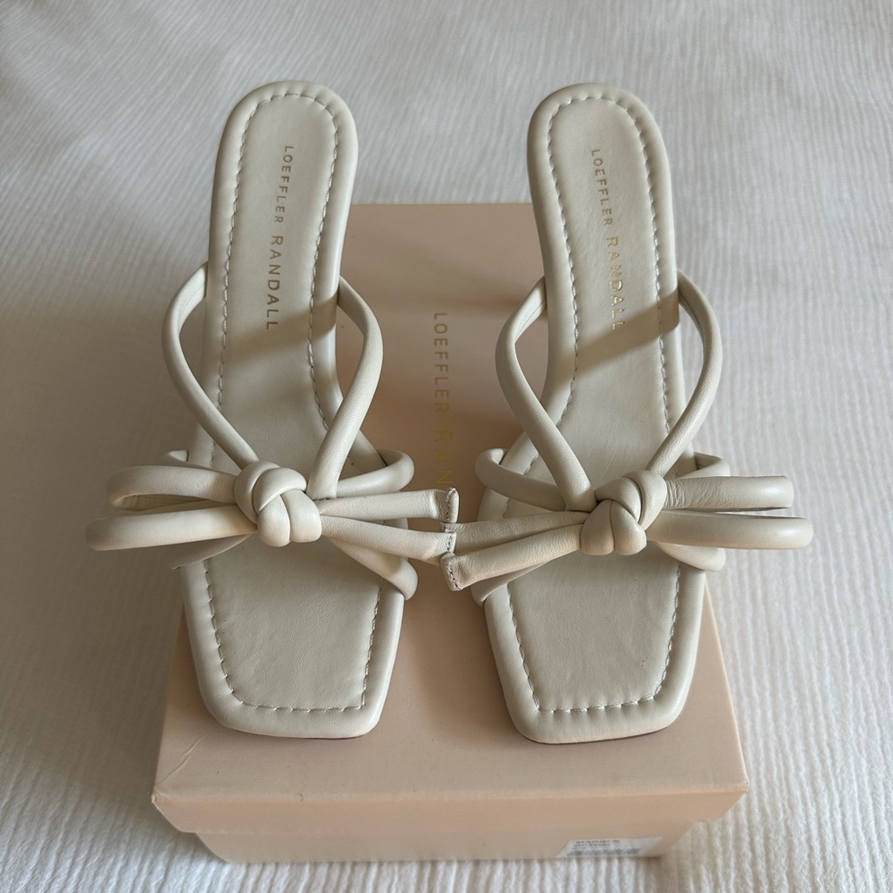 Loeffler Randall - Ivory Leather Bow Heeled Sandal